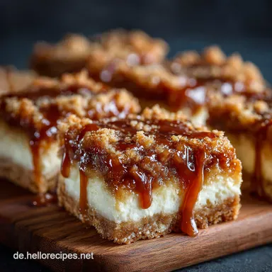 Karamell Apfel Cheesecake Bars Herbstliche Gl&uuml;ckseligkeit Rezeptkarte