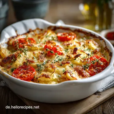 KartoffelKohlrabi Gratin mit Tomaten Der cremige Feierabend-Klassiker Rezeptkarte