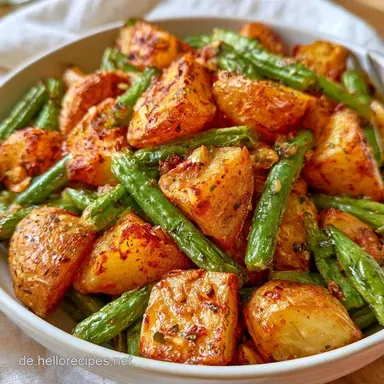 Kartoffeln mit Gr&uuml;nen Bohnen: Ger&ouml;stet Rezeptkarte