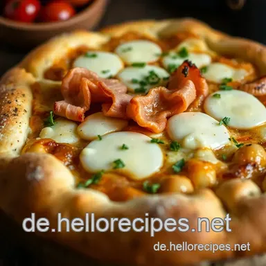 Leckere Pizzabrötchen gefüllt mit Käse und Schinken: Einfache Rezeptidee Rezeptkarte