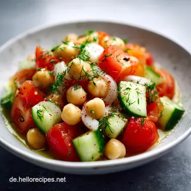 Kichererbsen Salat mit Gurke und Tomaten f&uuml;r 4 Rezeptkarte
