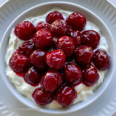 Kirschdessert mit Joghurt f&uuml;r 4 Personen Rezeptkarte