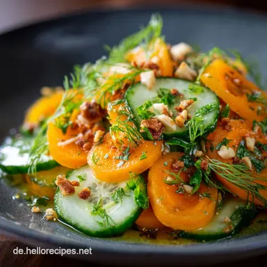 Knackiger Gurken Karotten Salat Klassiker mit bestem Essig&Ouml;lDressing Rezeptkarte