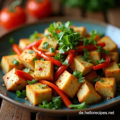 Gesunder Tofu Wok Blitzrezept mit Gem&uuml;se Knusprig Lecker Rezeptkarte