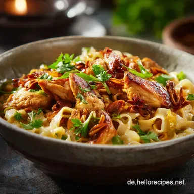 Asiapfanne mit gebratenen Nudeln und Huhn Saftig schnell in 30 Min Rezeptkarte