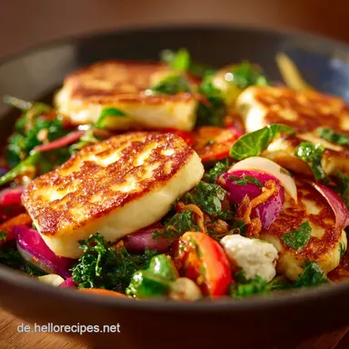 Vegetarisches Halloumi: Knusprig in 18 Minuten mit Fr&uuml;hlingssalsa Rezeptkarte