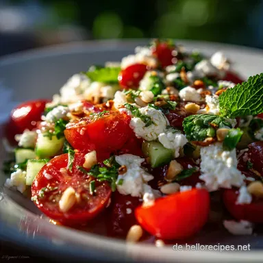 Kritharaki Salat mit Feta Das ultimative, einfache Rezept f&uuml;r den Sommer Rezeptkarte