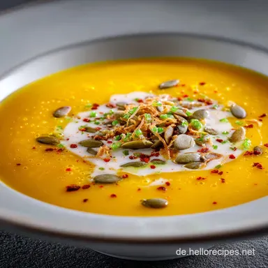 K&uuml;rbissuppe mit Kokosmilch Cremig, exotisch einfach in 40 Minuten Rezeptkarte