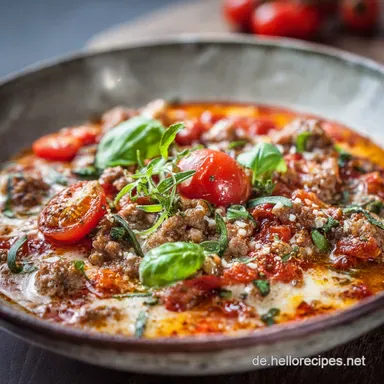 Low Carb Pizzasuppe: Der herzhafte Genuss mit Hackfleisch Rezeptkarte