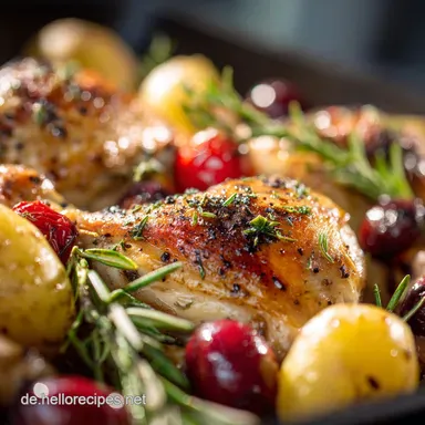 Mediterranes H&auml;hnchen aus dem Ofen: Knuspriges Blech-Gericht Rezeptkarte