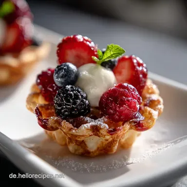 Obst im Waffelbecher mit Quark Creme Rezeptkarte