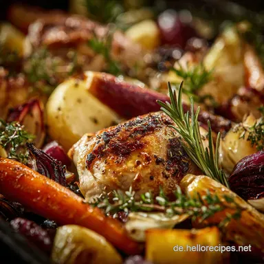 One Spot H&auml;hnchen Saftiges H&auml;hnchen vom Blech f&uuml;r die Feierabend K&uuml;che Rezeptkarte