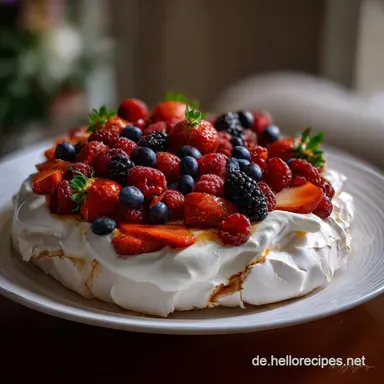 Pavlova Rezept mit frischen Beeren Rezeptkarte