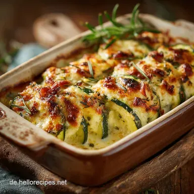 Zucchini Auflauf mit K&auml;se So wird er cremig und schnittfest Rezeptkarte