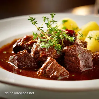 Rindergulasch Rezept Zart wie Butter und unglaublich s&auml;mig Rezeptkarte