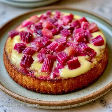 Rhabarber Vanillepudding Kuchen: Cremig Rezeptkarte