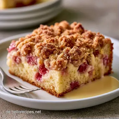 Rhabarberkuchen mit Streuseln: Knusprig Rezeptkarte