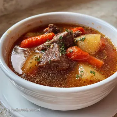 Rindfleischsuppe mit Gemse: Klassisches Rezept mit klarer Br&uuml;he Rezeptkarte