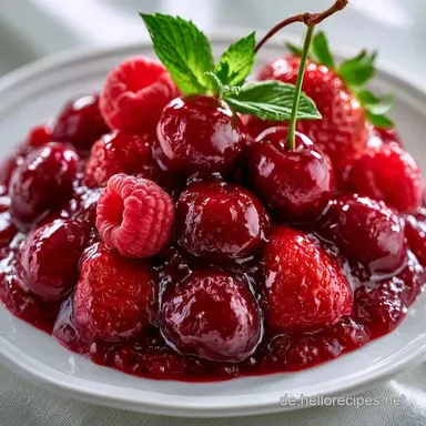 Rote Gr&uuml;tze mit Kirschen f&uuml;r 6 Personen Rezeptkarte