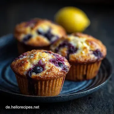 Saftige ZitronenBlaubeerMuffins Das einfache R&uuml;hrteigRezept Rezeptkarte