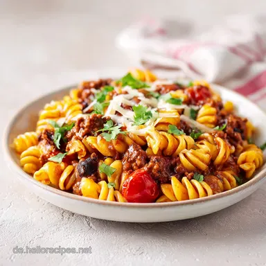 Slow Cooker Taco Pasta mit Rinderhackfleisch in 4 Stunden Rezeptkarte