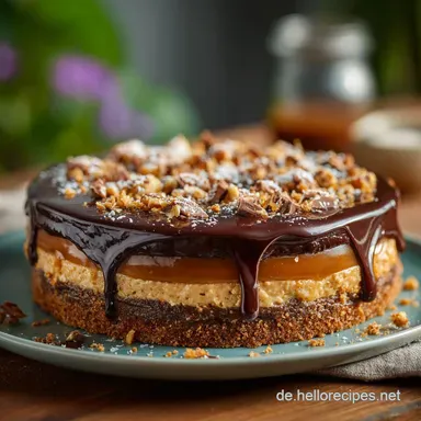 Snickers Torte Veganer NussKaramellTraum ohne Backen Rezeptkarte