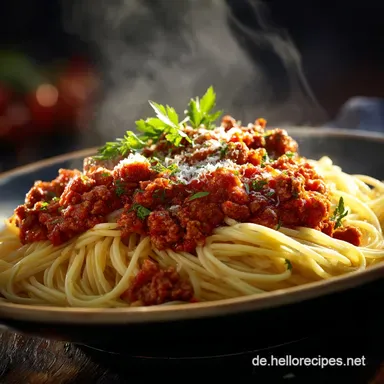 Spaghetti Bolognese: Das tiefe aromatische Original Bolognese Rezept (Wein-Frei) Rezeptkarte