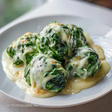 Spinatkn&ouml;del mit K&auml;sesauce (4 Portionen) Rezeptkarte