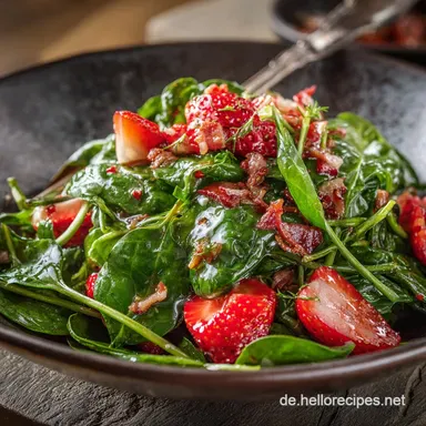 Spinatsalat Das beste Rezept mit Erdbeeren und warmer SpeckVinaigrette Rezeptkarte