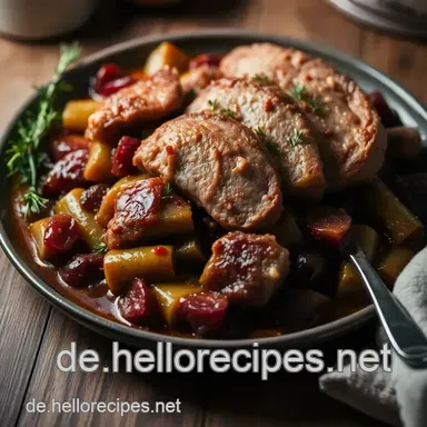 Traditionelles Silvester Essen: Festlicher Braten mit Rotkohl Rezeptkarte