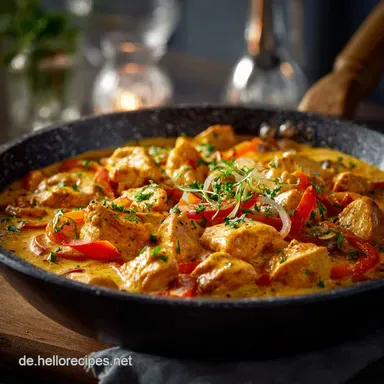 h&auml;hnchen paprikapfanne frischk&auml;se cremige h&auml;hnchen Rezeptkarte