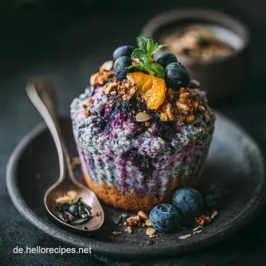 Vegane Blaubeer Muffin Overnight Oats: Der 10-Minuten Meal Prep Hit Rezeptkarte