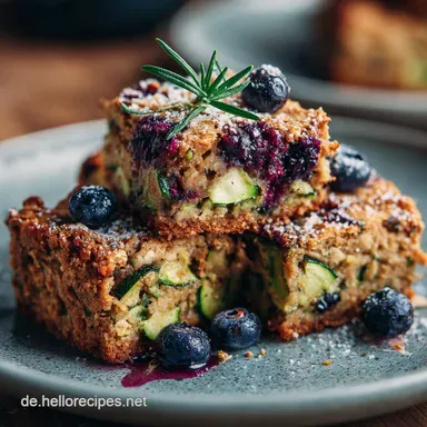 Vegane Blondies mit Zucchini und Blaubeeren: Der saftige Genuss Rezeptkarte