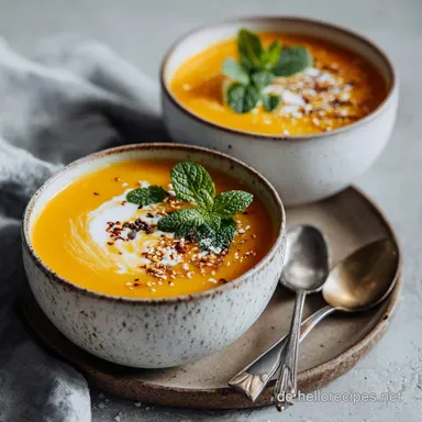 Vegane K&uuml;rbissuppe mit Kokosmilch und Ingwer: Einfach Cremig Rezeptkarte
