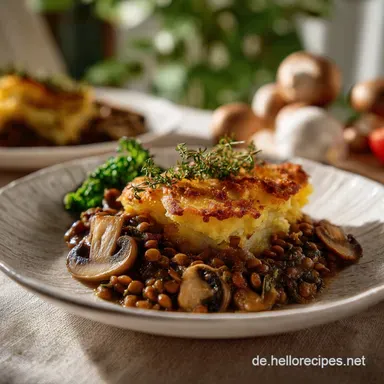 Vegane Comfort Food: Cremige Linsen-Pilz-Pfanne Rezeptkarte