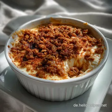 Zimtcreme mit Bratapfel Streuseln: Cremiges Dessert Rezeptkarte