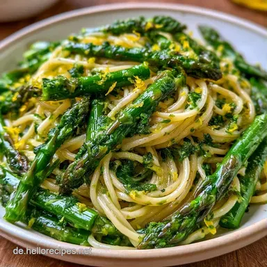 Zitronen Pasta Gr&uuml;ner Spargel in 25 Min Rezeptkarte