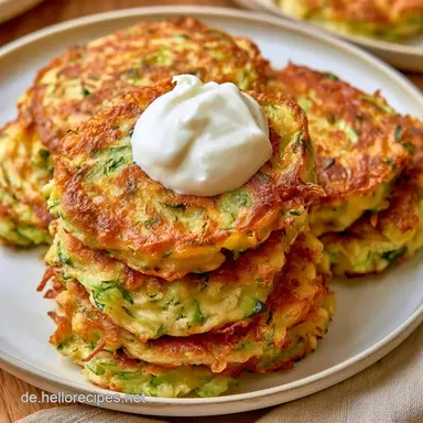 Zucchinipuffer mit Quark in 35 Minuten Rezeptkarte