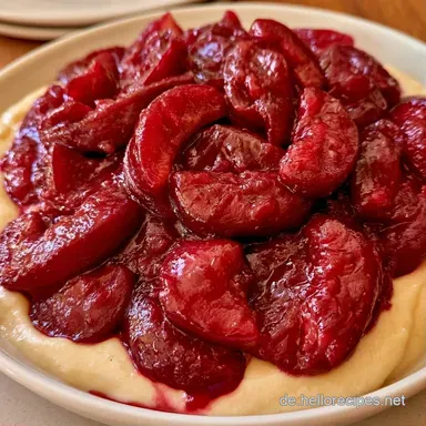 Zwetschgenr&ouml;ster mit Vanillepudding f&uuml;r 4 Rezeptkarte