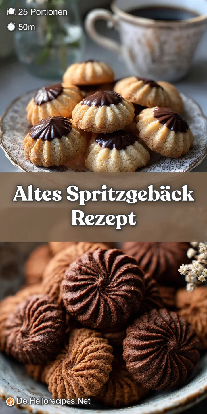 Close-up of a buttery, golden-brown Spritzgeb&auml;ck cookie, revealing its crisp edges, delicate texture, and sugary sparkle; ...