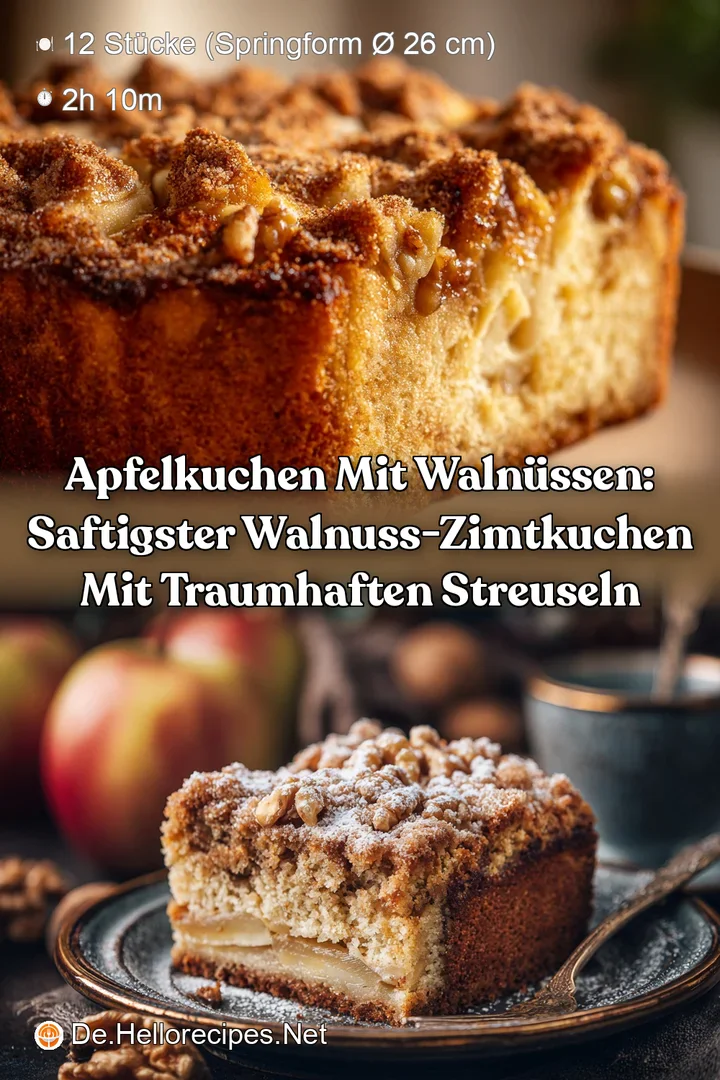 Apfelkuchen mit Waln&uuml;ssen: Saftigster Walnuss-Zimtkuchen mit traumhaften Streuseln