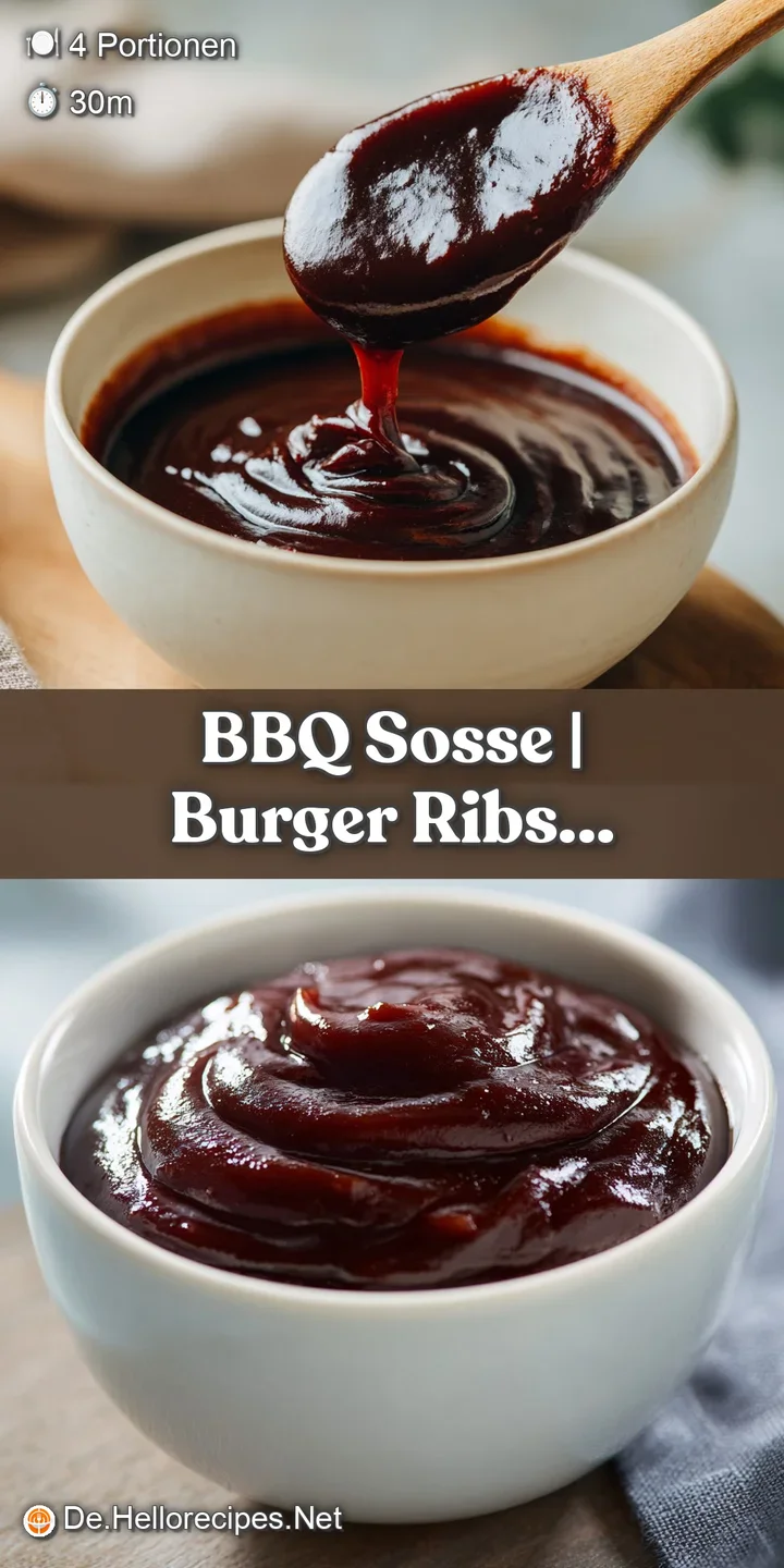 Nahaufnahme einer z&auml;hfl&uuml;ssigen, tiefroten BBQ-Sauce, die langsam an einem Pinsel heruntertropft, sehr gl&auml;nzend.