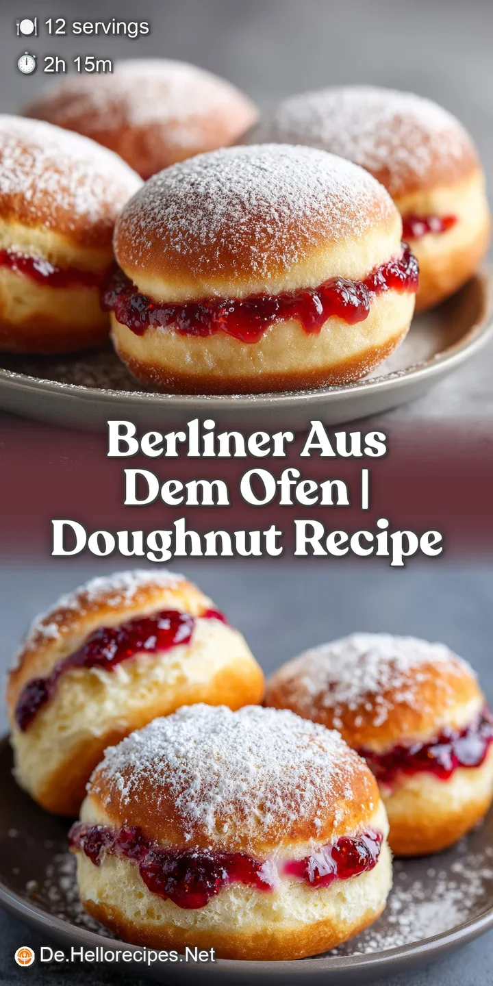 Nahaufnahme eines aufgeschnittenen Berliners mit gl&auml;nzend roter Marmeladenf&uuml;llung und luftiger, goldener Krume.