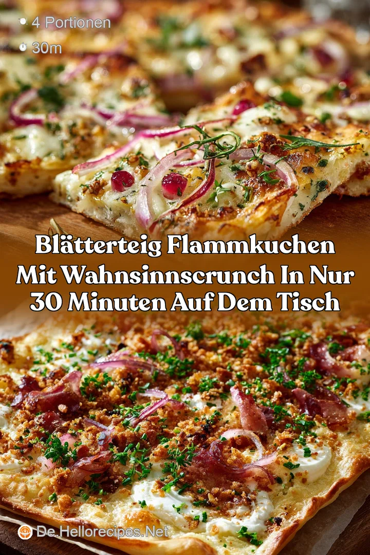 Bl&auml;tterteig Flammkuchen Mit WahnsinnsCrunch in nur 30 Minuten auf dem Tisch