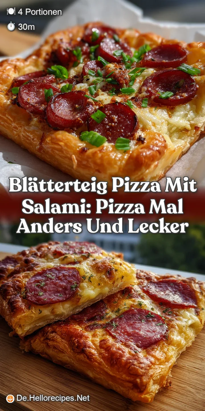 Bl&auml;tterteig Pizza mit Salami: Pizza Mal Anders und lecker