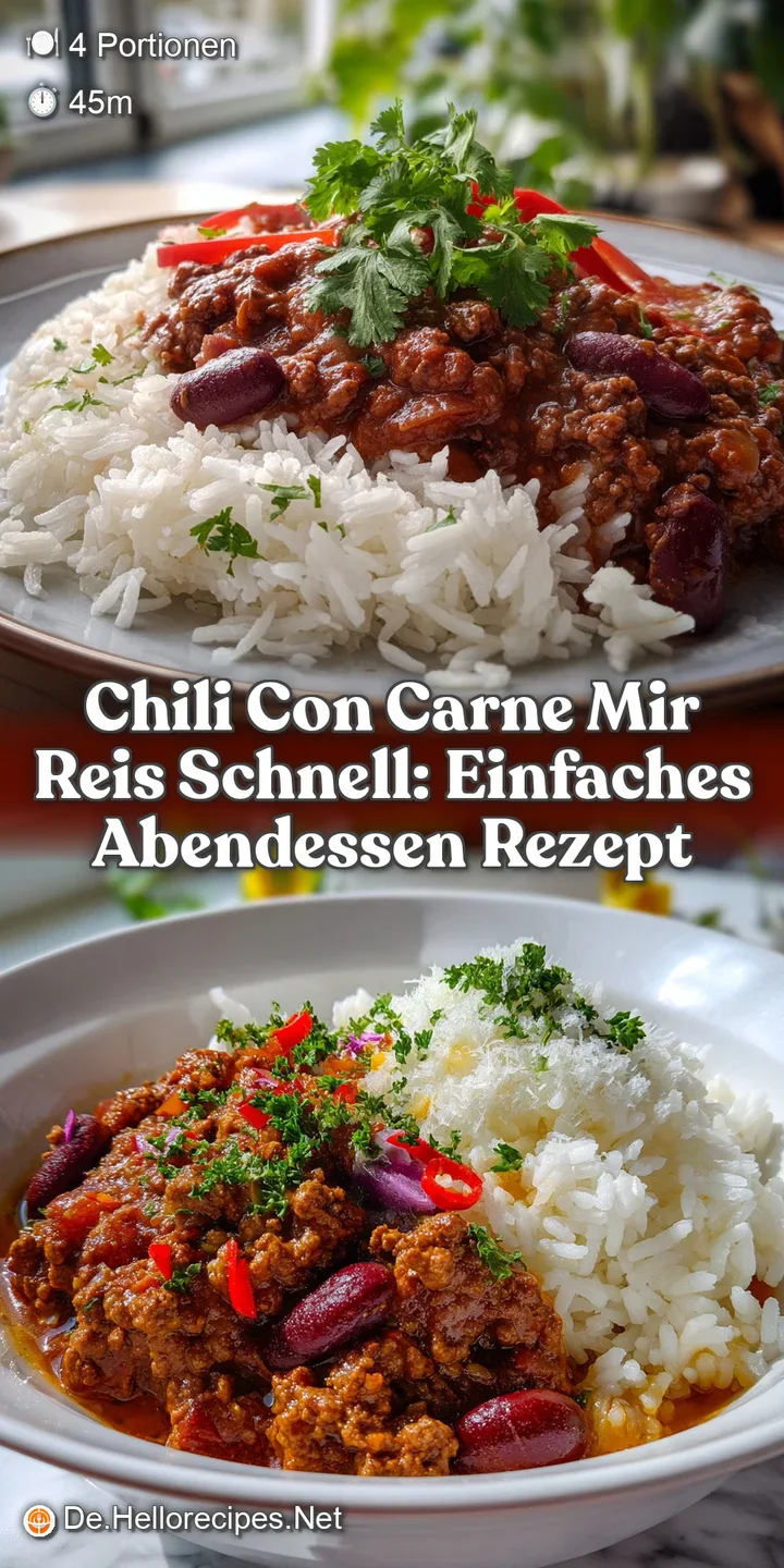 Chili con Carne mir Reis Schnell: Einfaches Abendessen Rezept