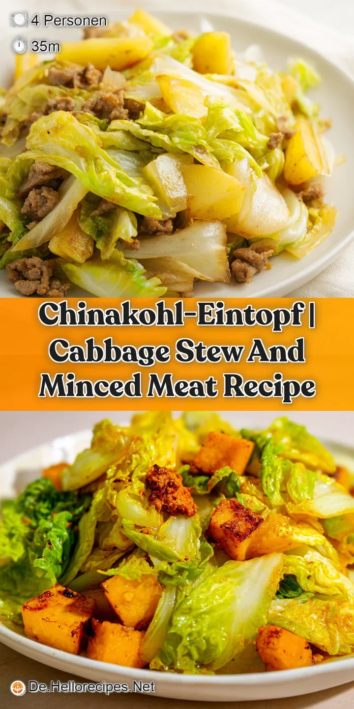 Nahaufnahme von gl&auml;nzenden Hackfleischst&uuml;cken und weichen, leicht transparenten Chinakohlbl&auml;ttern in goldener Sauce.