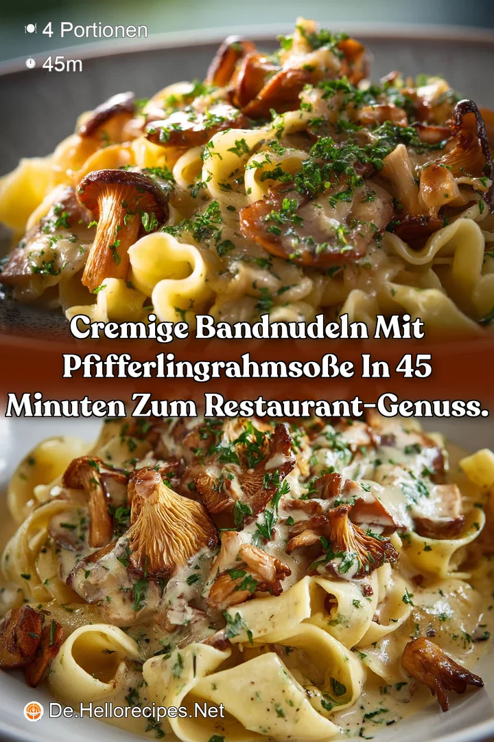 Cremige Bandnudeln mit PfifferlingRahmso&szlig;e in 45 Minuten zum Restaurant-Genuss.