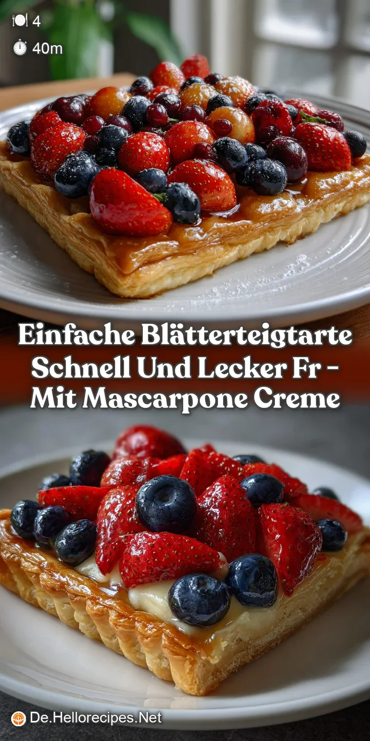 Einfache Bl&auml;tterteigTarte Schnell und Lecker fr - Mit Mascarpone Creme