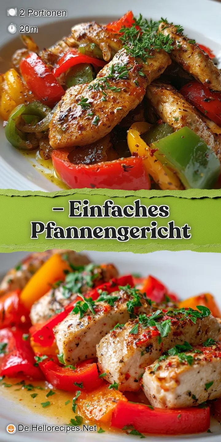 Close-up of juicy chicken breast and tender bell peppers, glazed with a rich sauce, showcasing a quick & delicious meal.